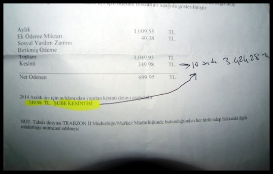 maaştan 10 ayda yapılan kesinti toplamı