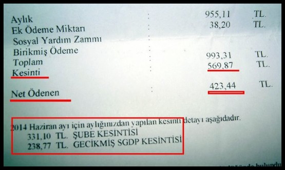 993 TL'lik maaşın 569 TL'sine paralel kesinti ile el konuyor